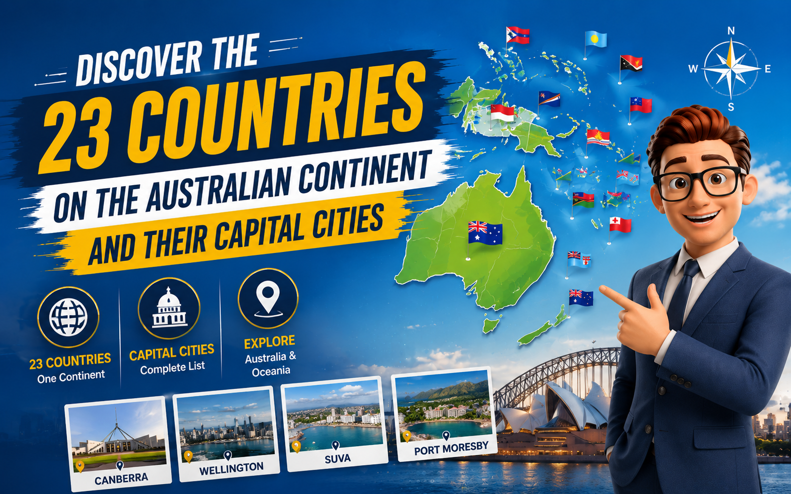 Discover the 23 Countries on the Australian Continent and Their Capital Cities