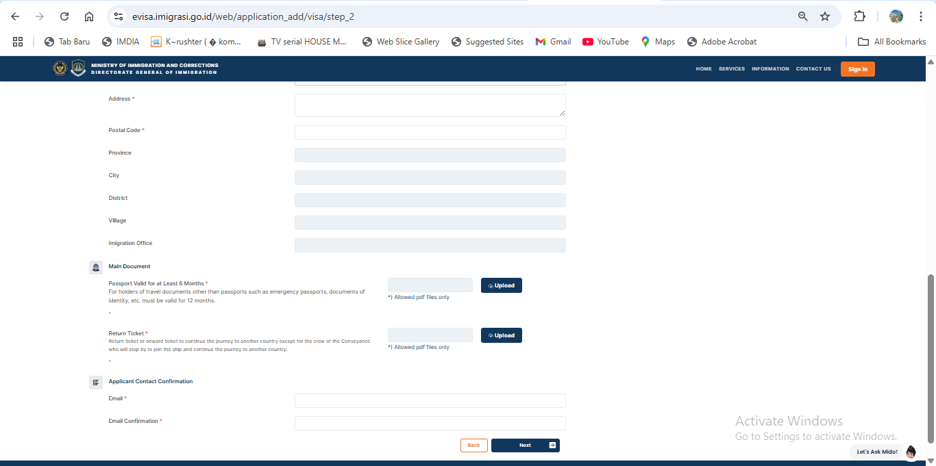 Upload Documents and Address