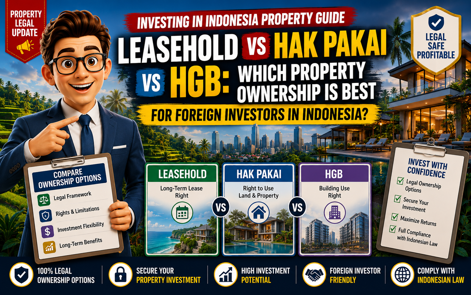 Leasehold vs Hak Pakai vs HGB: Which Property Ownership Is Best for Foreign Investors in Indonesia?