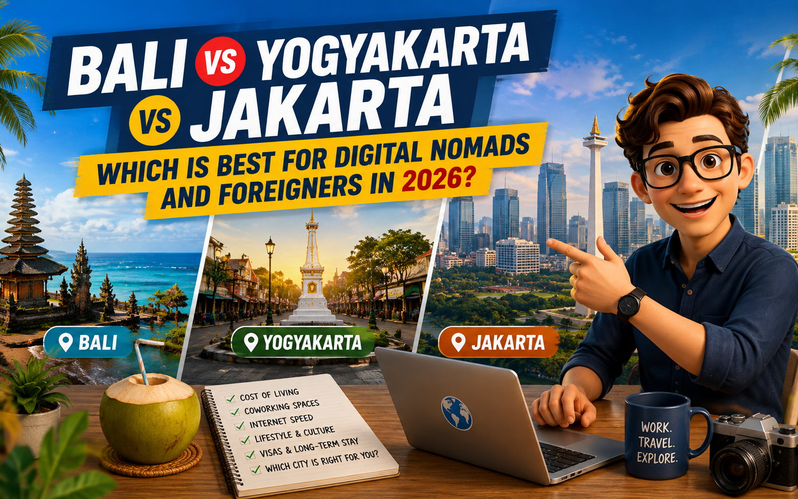 Bali vs Yogyakarta vs Jakarta: Which Is Best for Digital Nomads and Foreigners in 2026?