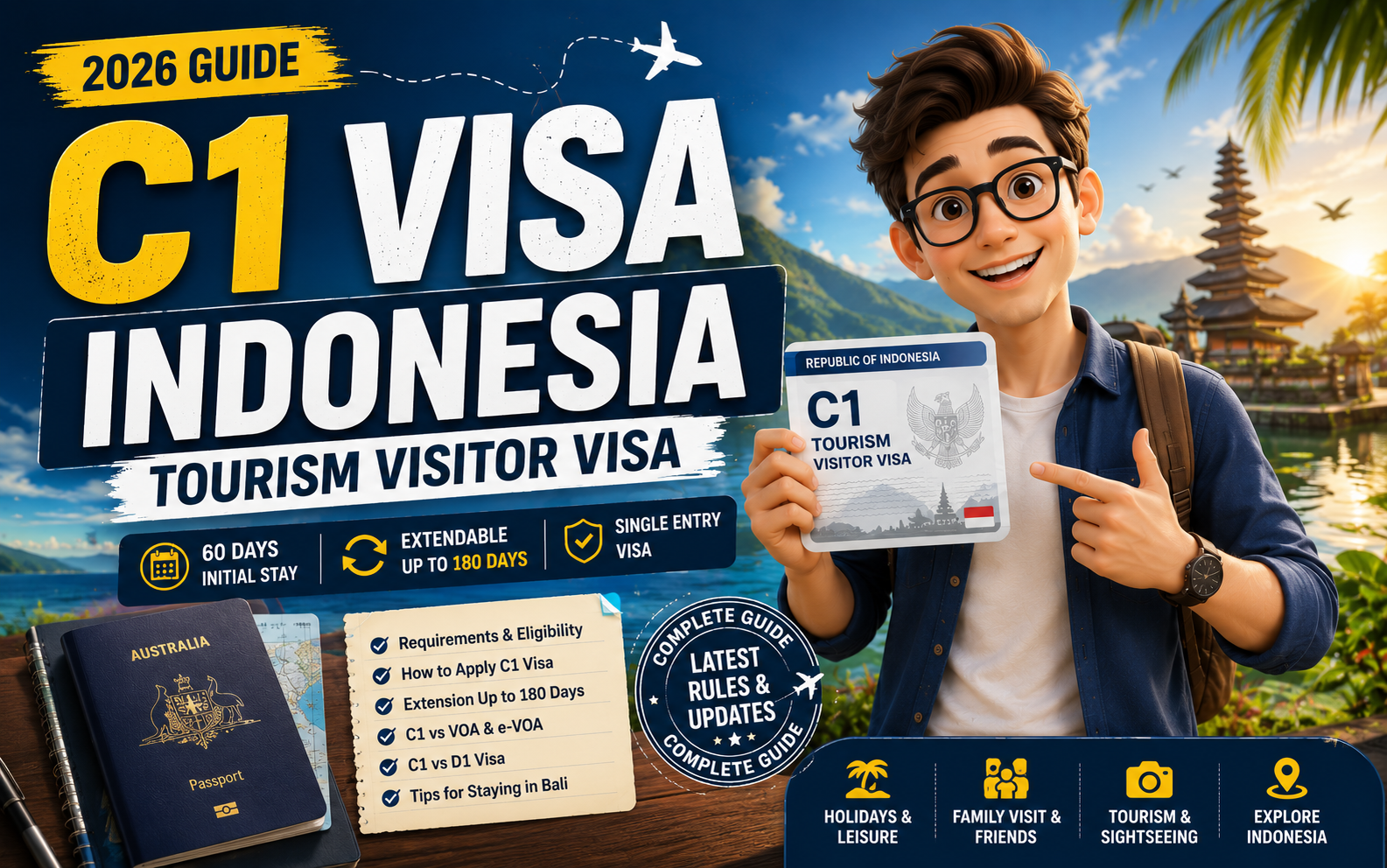 C1 Visa Indonesia: Tourist Visa Requirements, Cost, Stay & Extension Guide 2026