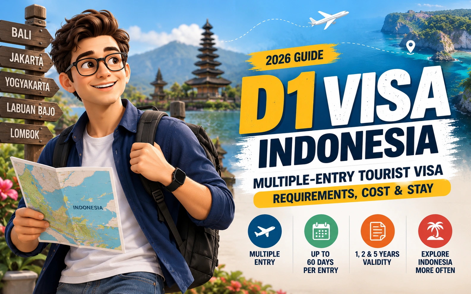 D1 Visa Indonesia: Multiple-Entry Tourist Visa, Requirements, Cost & Stay 2026
