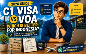 C1 Visa vs VOA Indonesia comparison guide 2026