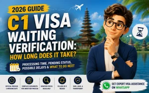 C1 Visa Waiting Verification Indonesia guide showing the visa application processing status