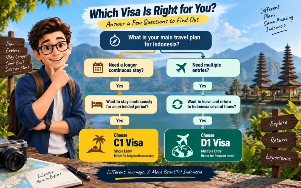 C1 Visa vs D1 Visa Indonesia decision tree for choosing the right visa