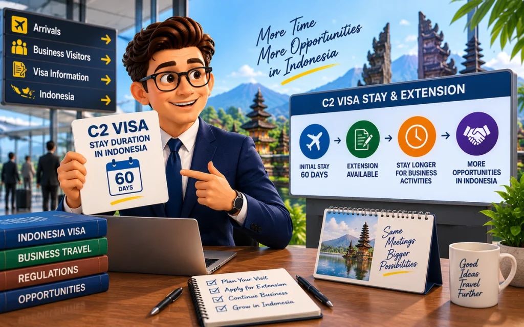 C2 Visa stay duration and extension options for business visitors in Indonesia