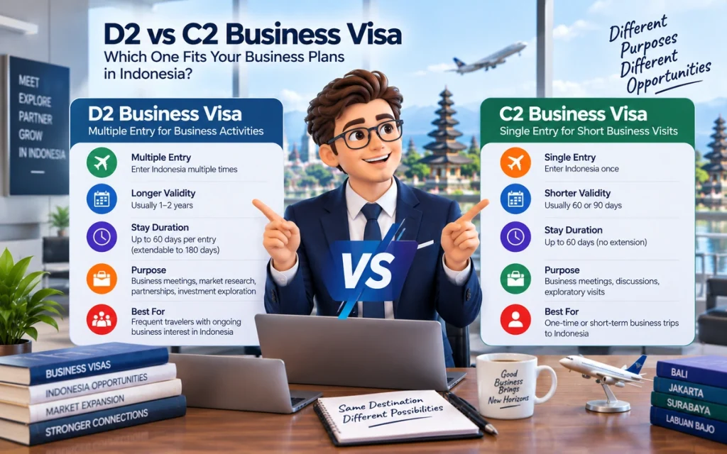 D2 vs C2 Business Visa Indonesia comparison for business travelers