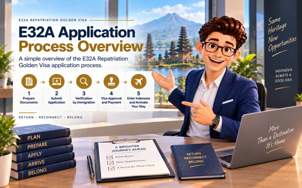 E32A Repatriation Golden Visa application process from document preparation to entering Indonesia
