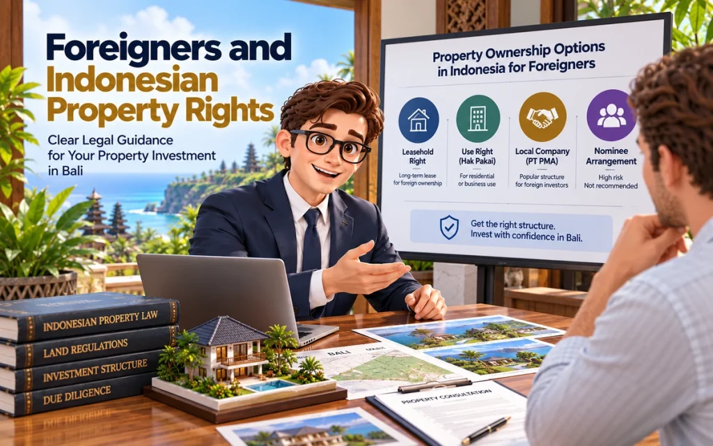 Foreign property rights in Indonesia explained to a property buyer in Bali