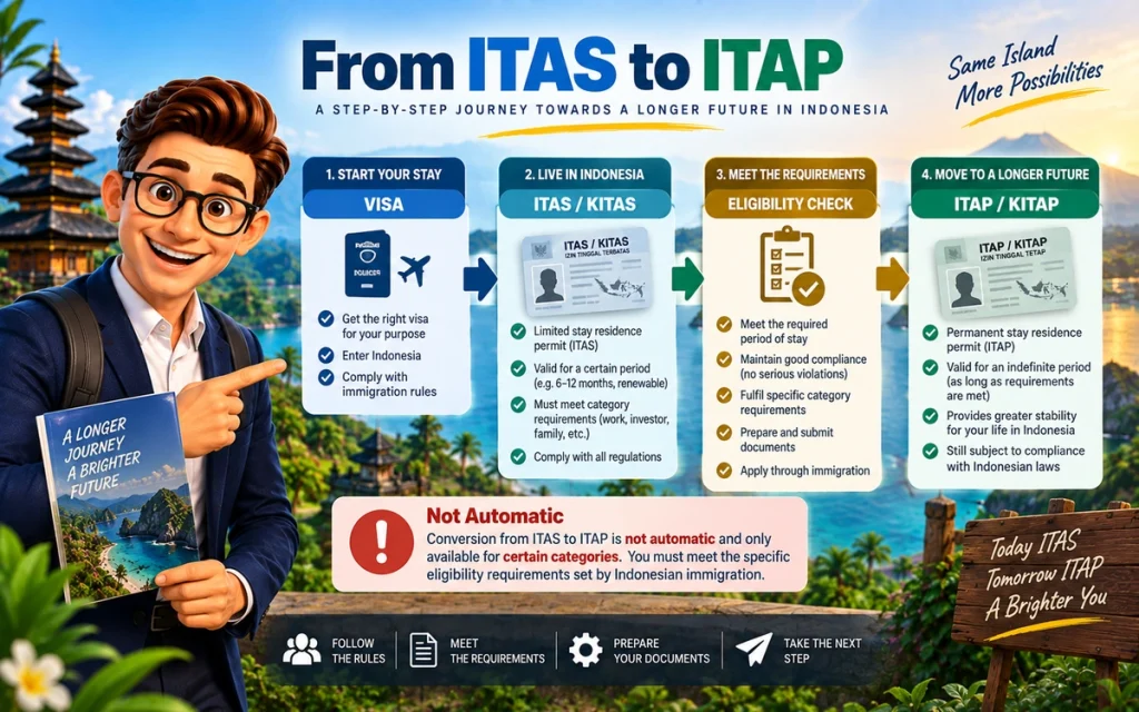 Indonesia ITAS to ITAP conversion pathway and eligibility requirements
