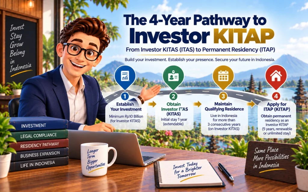Investor KITAP four-year pathway from Investor KITAS to ITAP in Indonesia