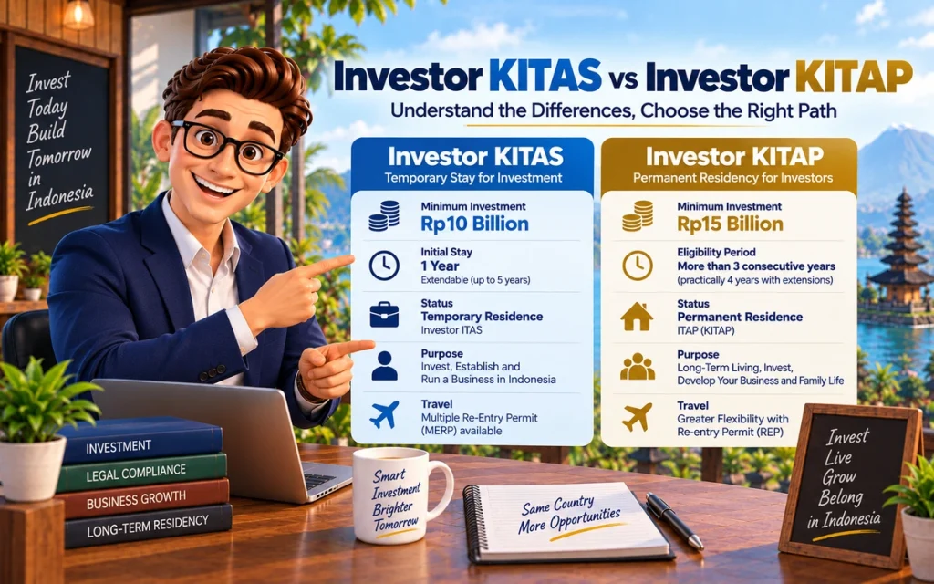 Comparison of Investor KITAS and Investor KITAP requirements in Indonesia