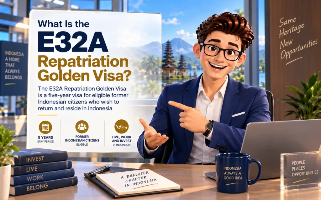 3D Victor explaining the five-year E32A Repatriation Golden Visa for former Indonesian citizens