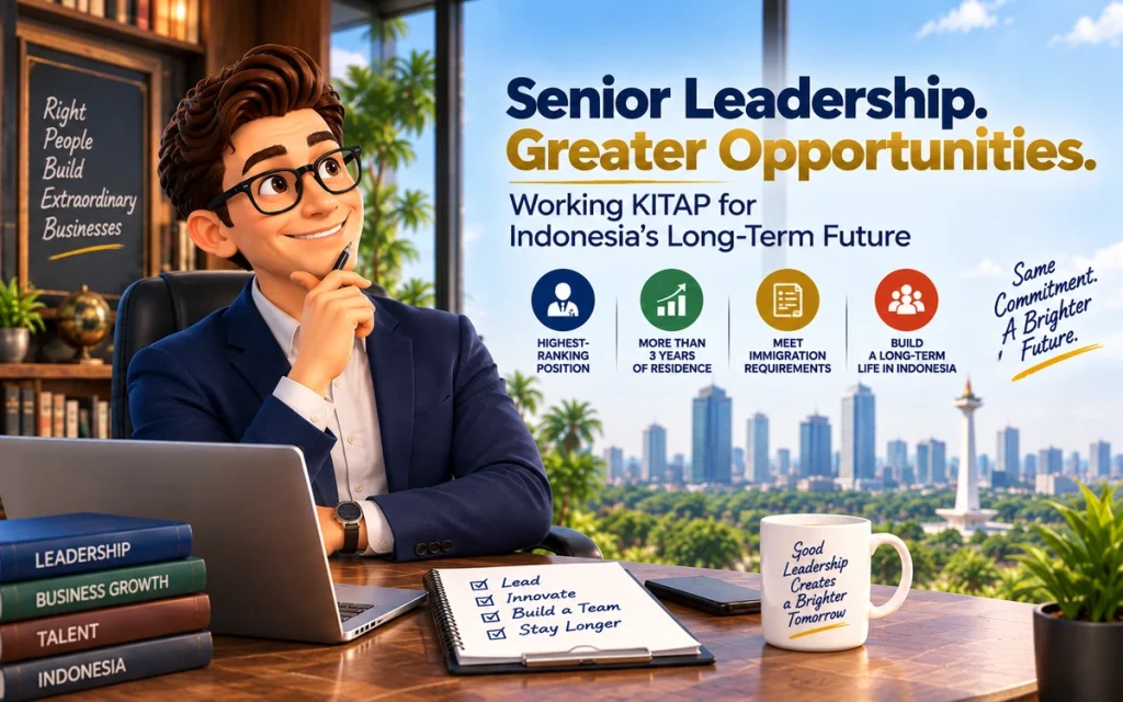 Foreign executive discussing Working KITAP eligibility and highest-ranking position in Indonesia