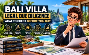 3D Victor explaining legal due diligence checks before buying a villa in Bali