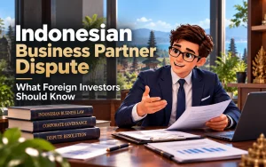 Victor discussing an Indonesian business partner dispute with business documents in a professional office